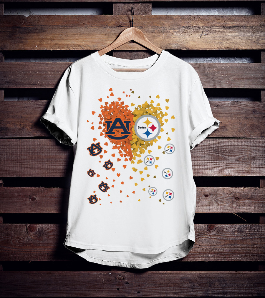 Auburn Tigers And Pittsburgh Steelers Heart Fusion T-Shirt