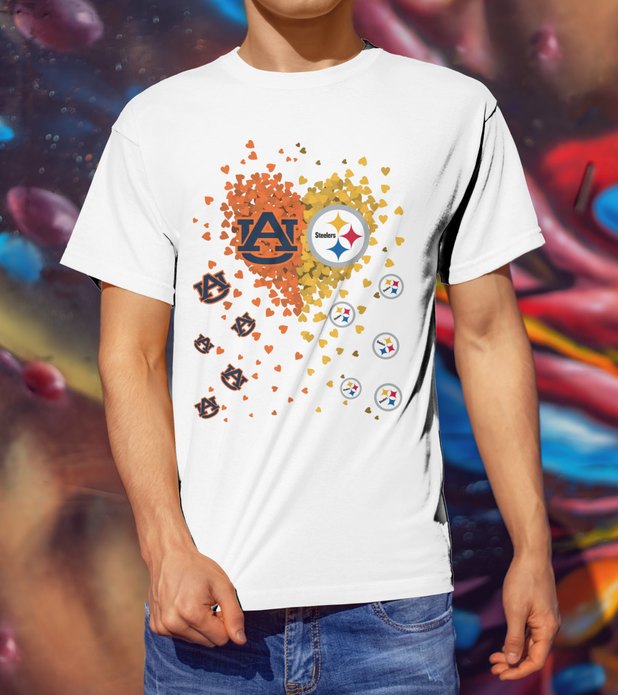 Auburn Tigers And Pittsburgh Steelers Heart Fusion T-Shirt