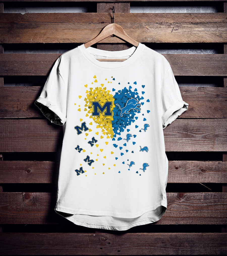 Michigan Wolverines Detroit Lions Heartburst T-Shirt