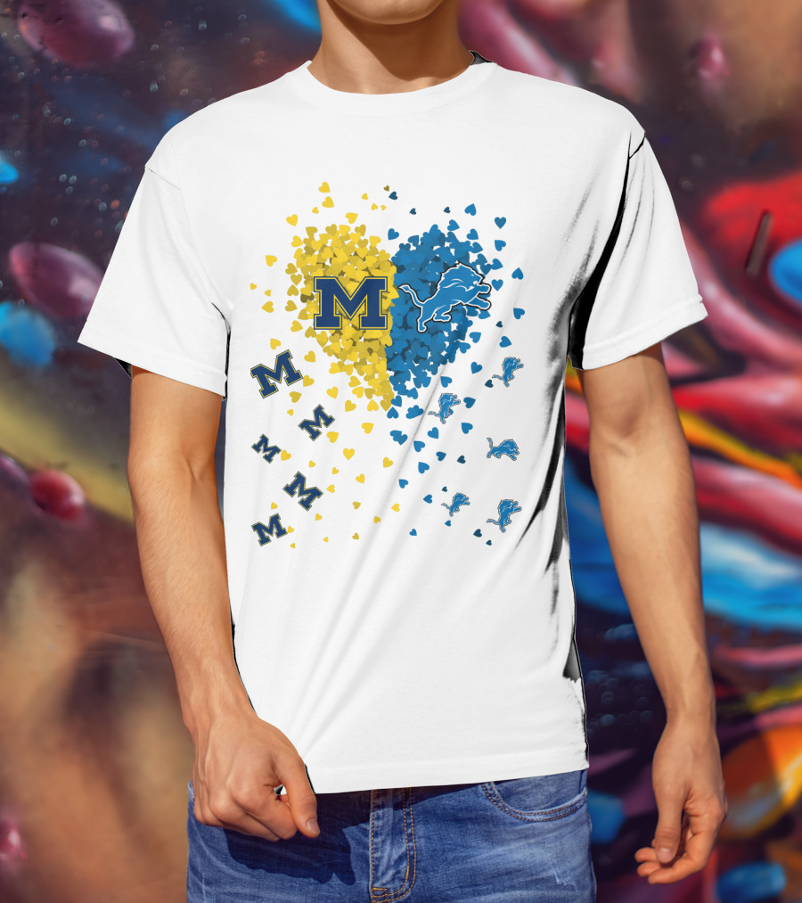 Michigan Wolverines Detroit Lions Heartburst T-Shirt