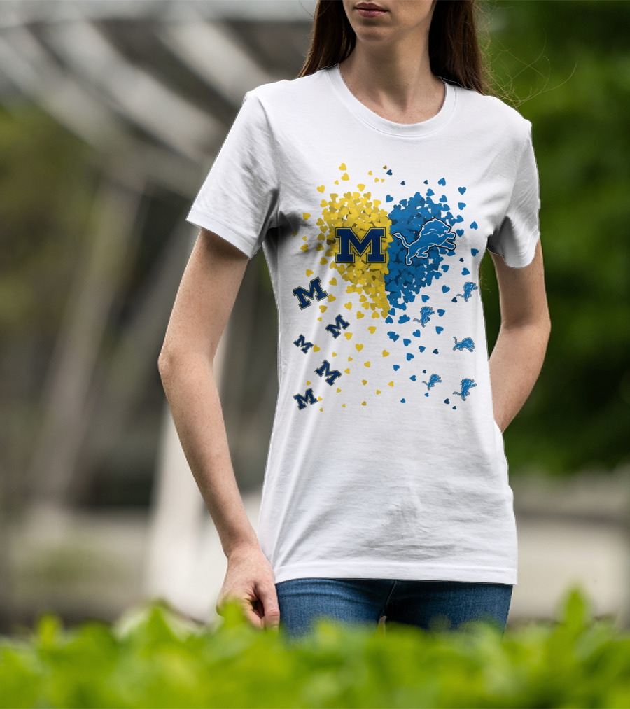 Michigan Wolverines Detroit Lions Heartburst T-Shirt