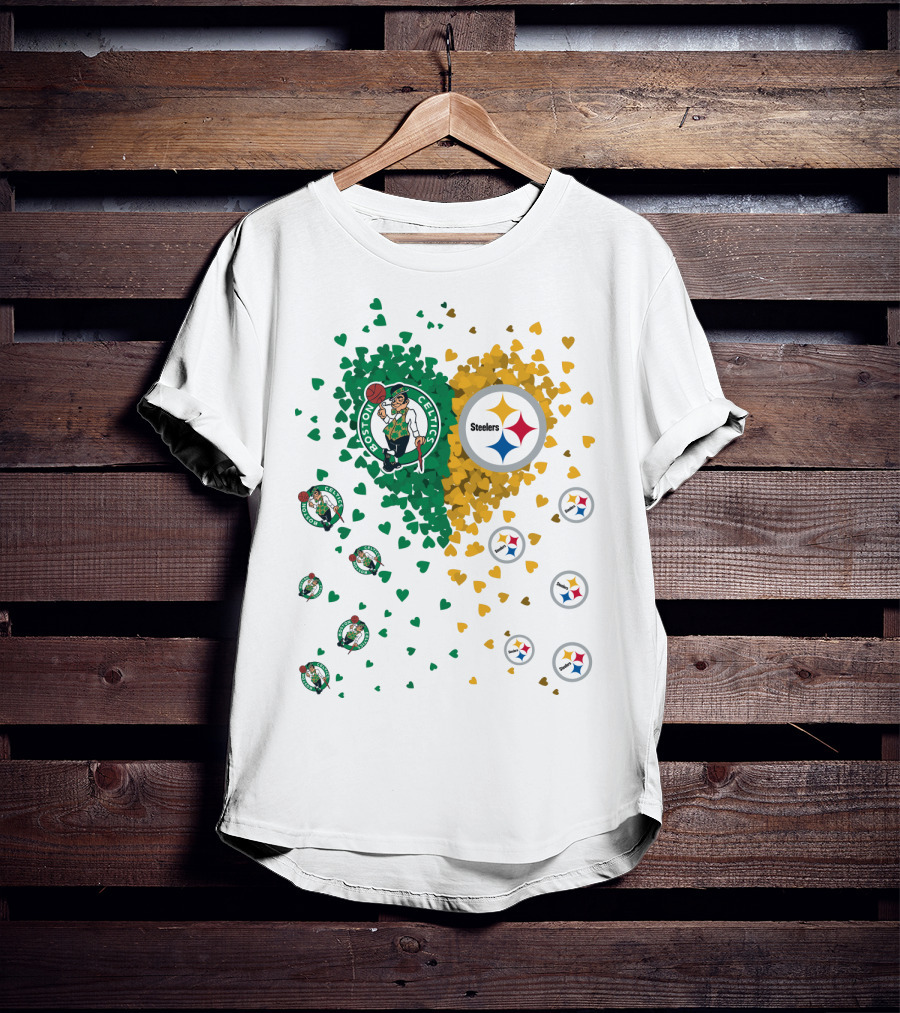 Boston Celtics Pittsburgh Steelers Heart T-Shirt