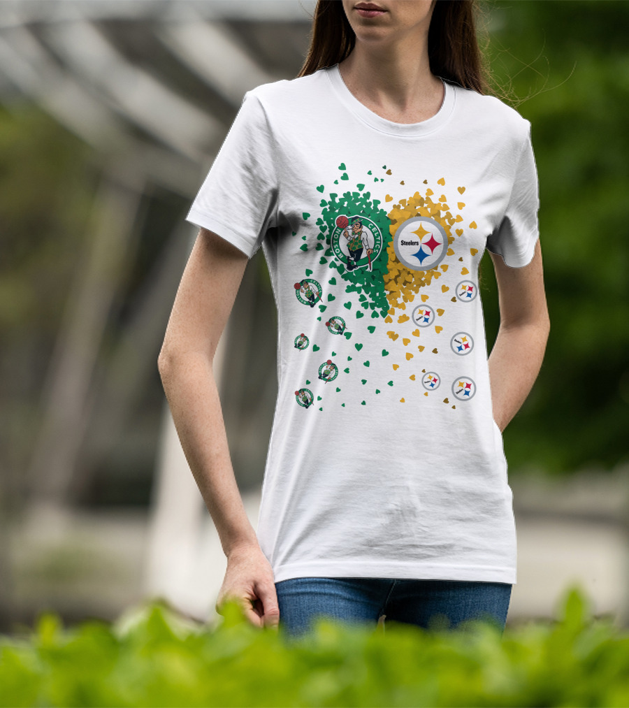Boston Celtics Pittsburgh Steelers Heart T-Shirt