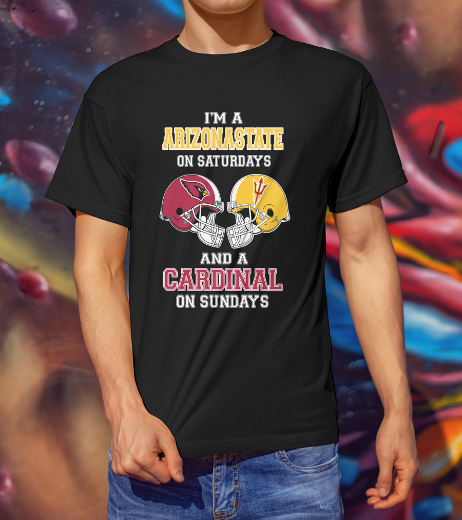 ARIZONASTATE Saturdays Cardinal Sundays Football Helmets T-Shirt