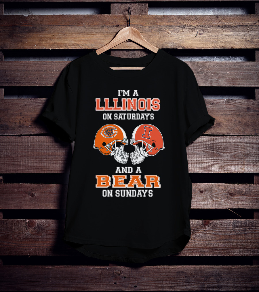 Illinois On Saturdays And Bear On Sundays Football Helmets T-Shirt