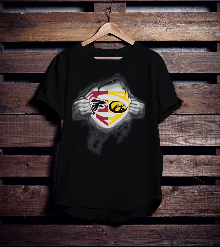 Atlanta Falcons Iowa Hawkeyes Superman Logo Mashup T-Shirt