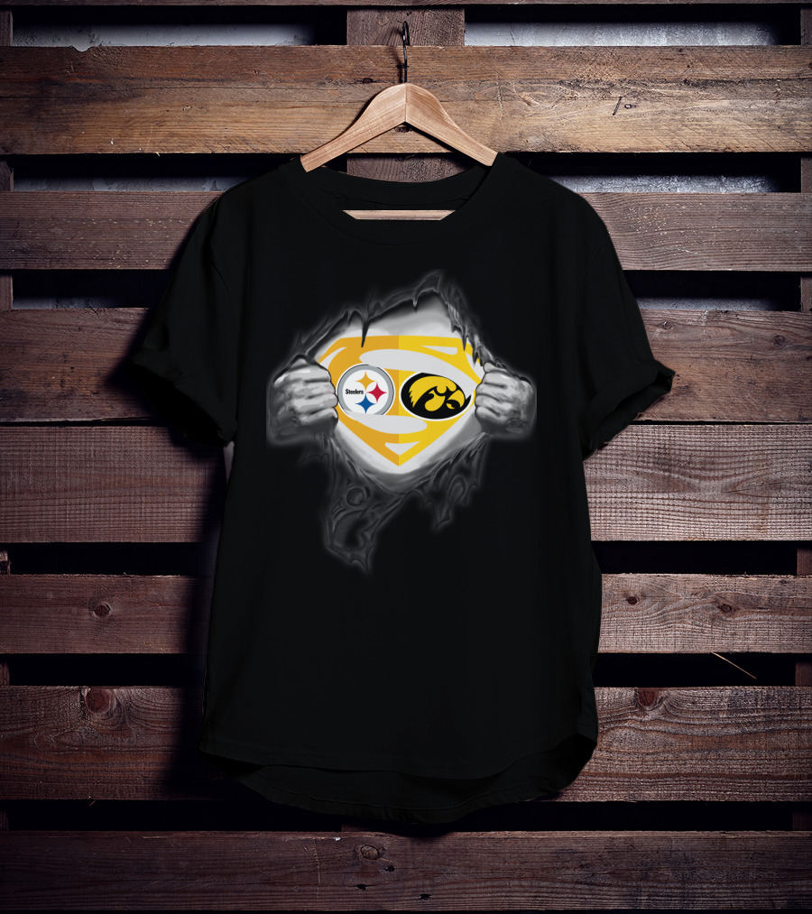 Pittsburgh Steelers Iowa Hawkeyes Superman Logo Burst Foil T-Shirt