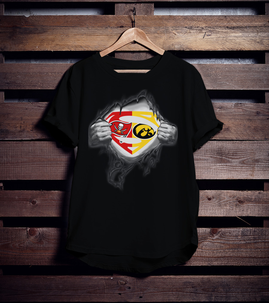 Tampa Bay Buccaneers Iowa Hawkeyes Superman Logo Combo T-Shirt