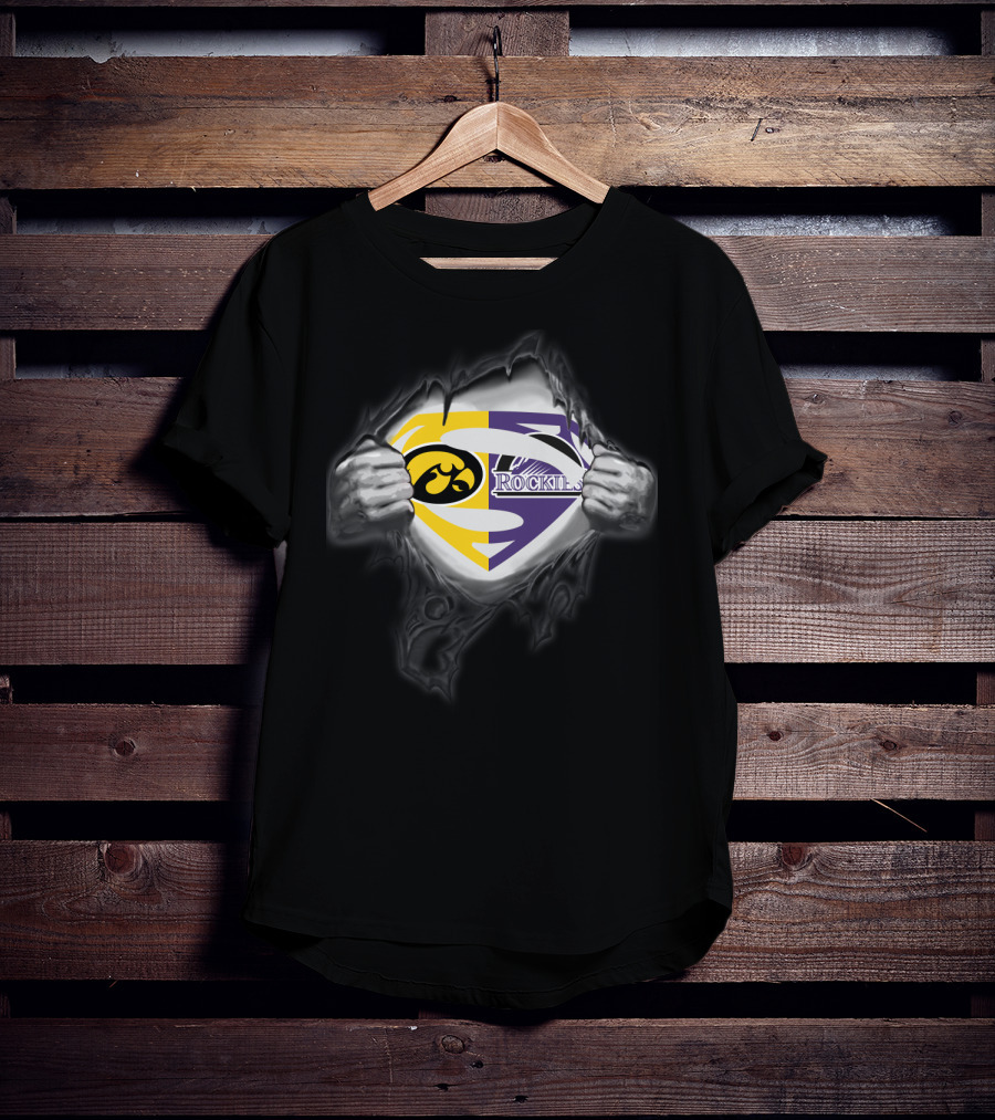 Hawkeyes Colorado Rockies Superman Logo Fusion T-Shirt