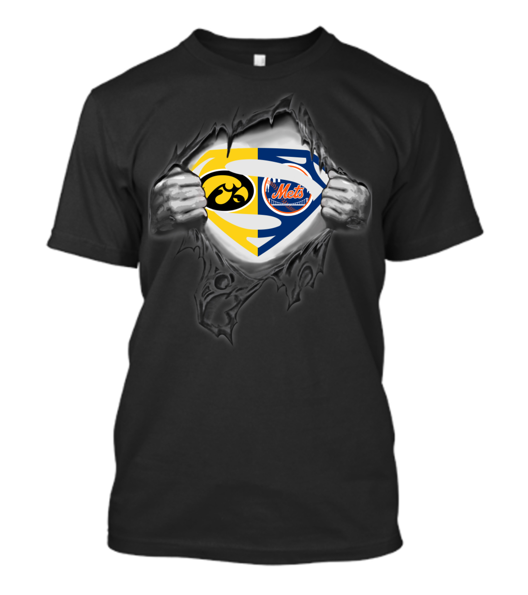 Hawkeyes New York Mets Superman Logo Fusion T-Shirt