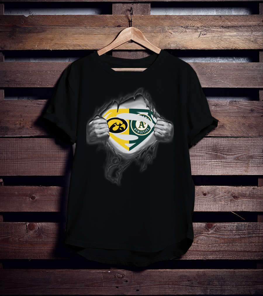 Hawkeyes Oakland Athletics Superman Logo Fusion T-Shirt