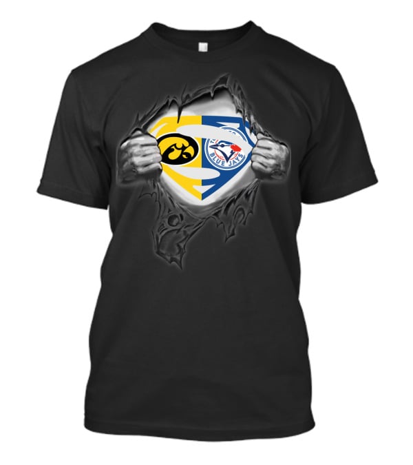 Hawkeyes Blue Jays Superman Logo Crossover T-Shirt