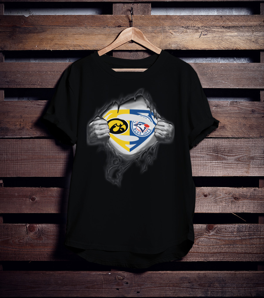 Hawkeyes Blue Jays Superman Logo Crossover T-Shirt