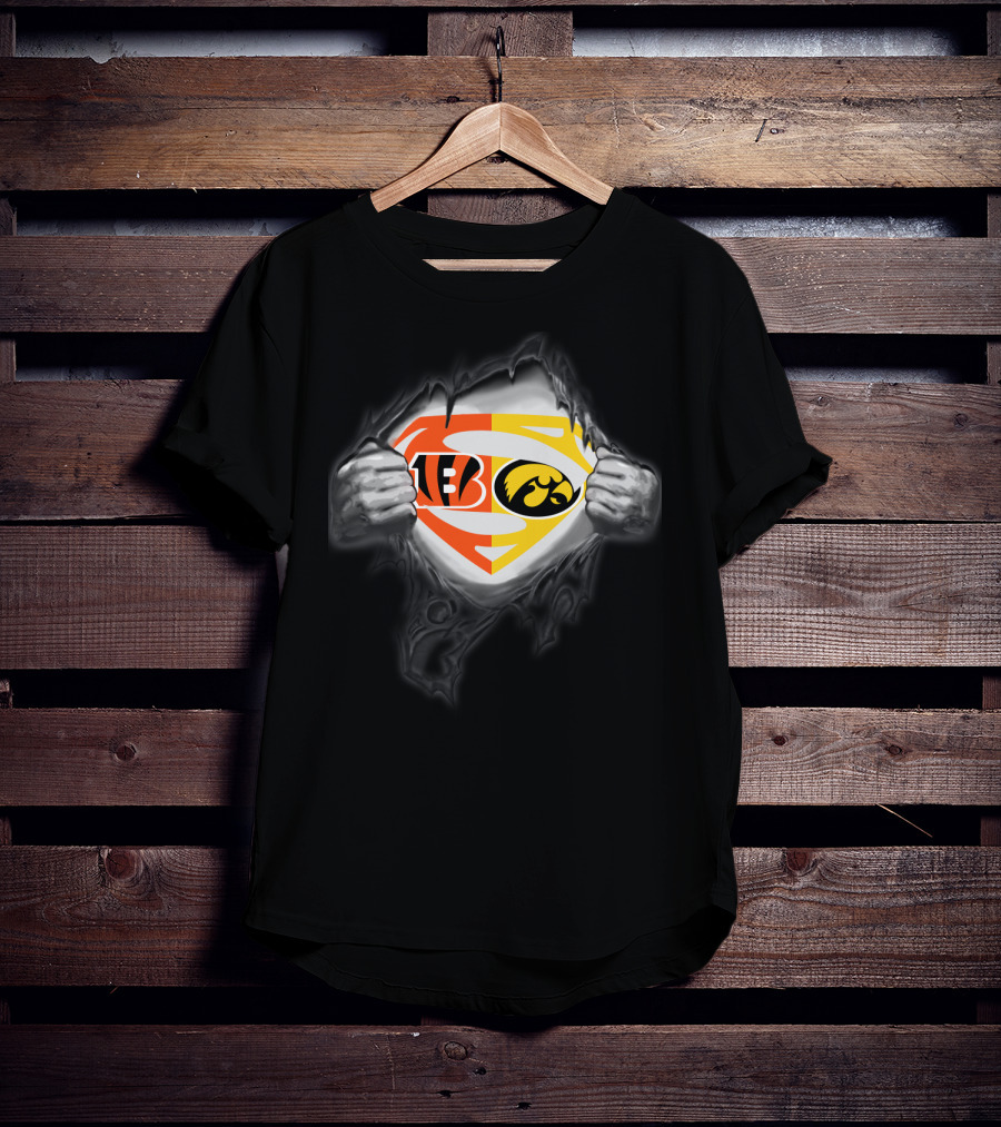 Cincinnati Bengals Iowa Hawkeyes Superman Emblem Mix T-Shirt