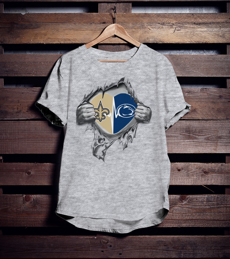 New Orleans Saints Penn State Heart Tear Dual T-Shirt