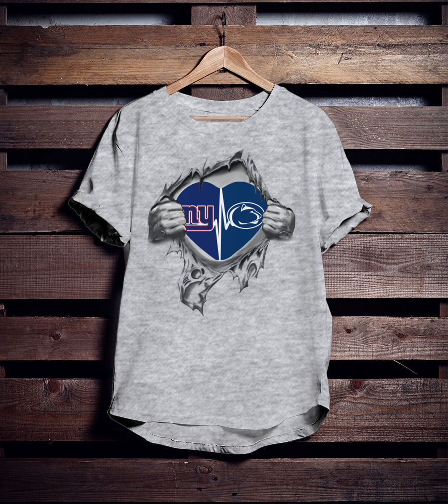 New York Giants Penn State Heartbeat Fusion T-Shirt