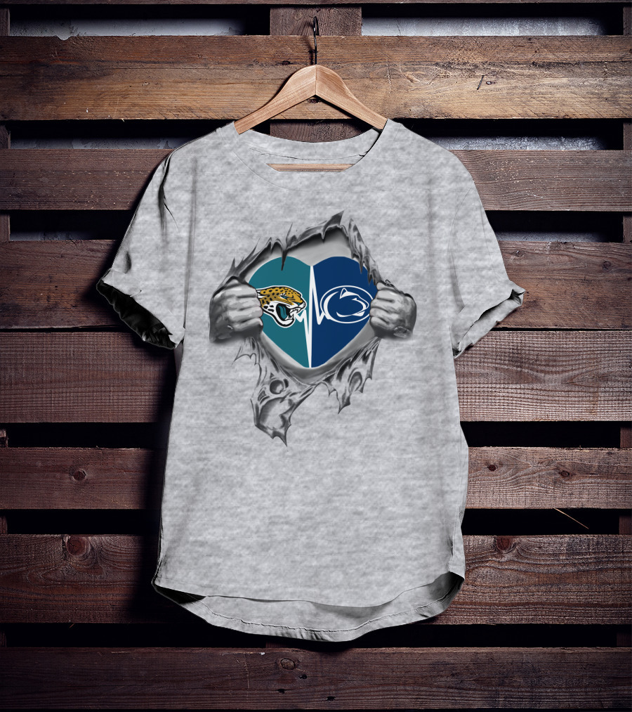 Jacksonville Jaguars Penn State Heart Logo Fusion T-Shirt