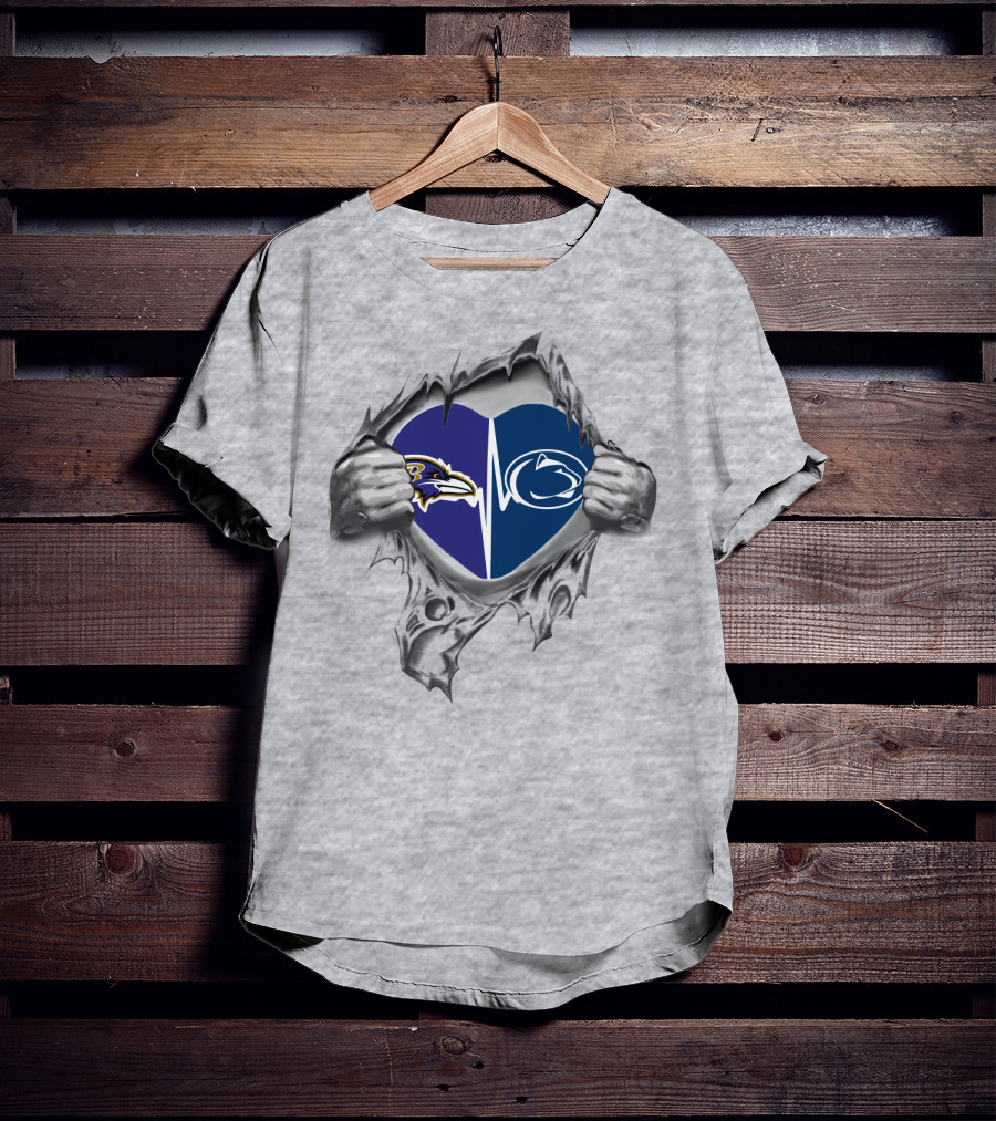Baltimore Ravens Penn State Heartbeat Fan T-Shirt