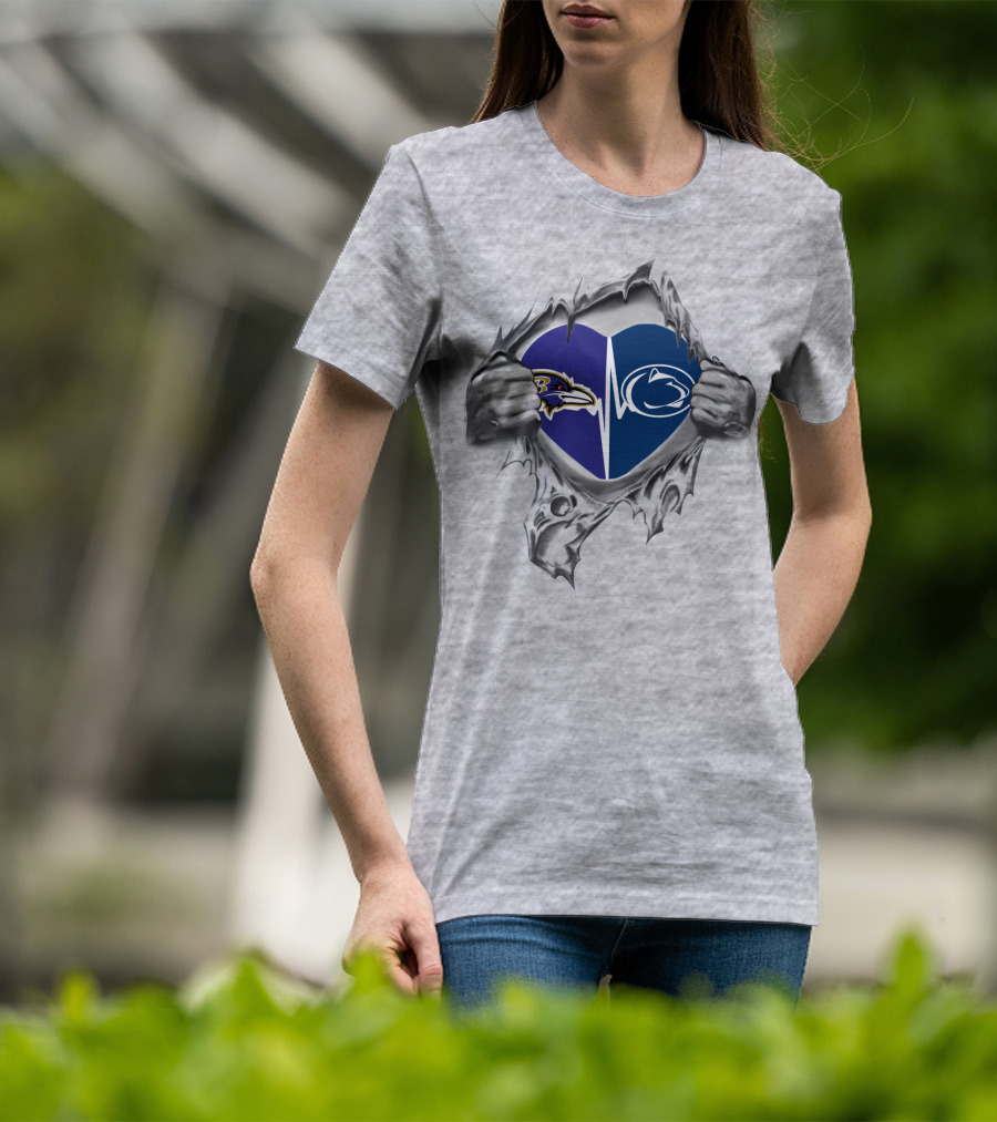 Baltimore Ravens Penn State Heartbeat Fan T-Shirt