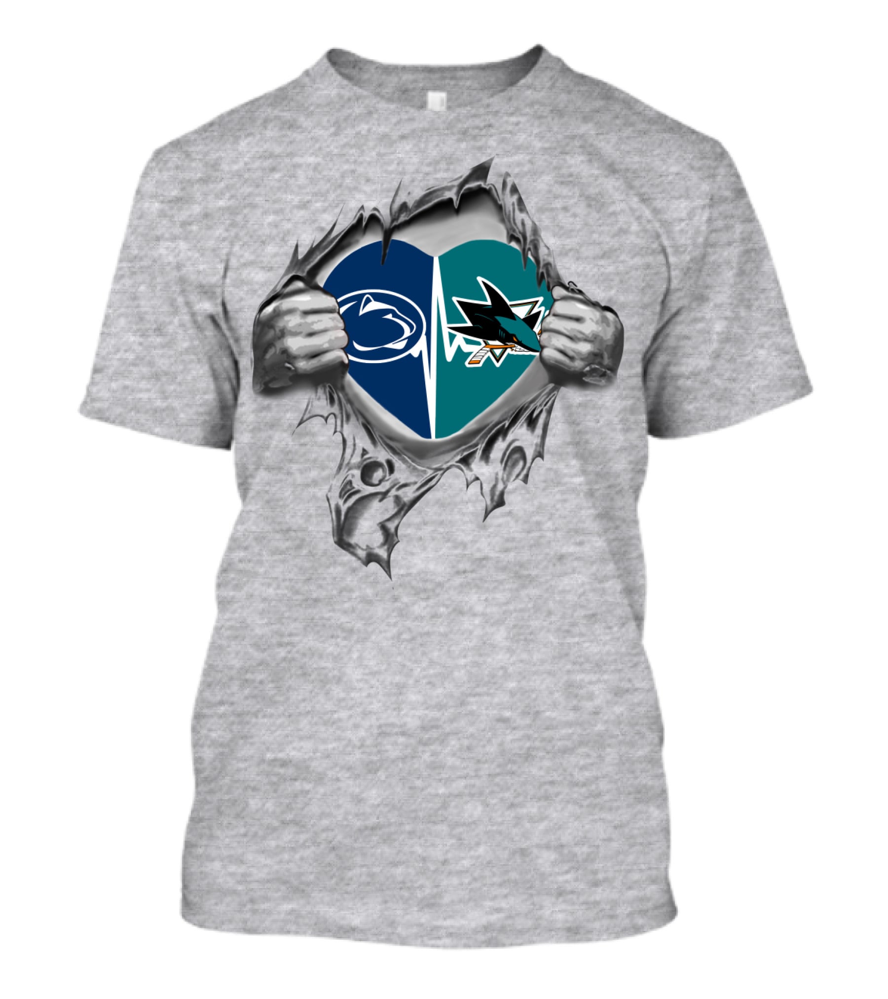 San Jose Sharks Penn State Heart Ripped T-Shirt