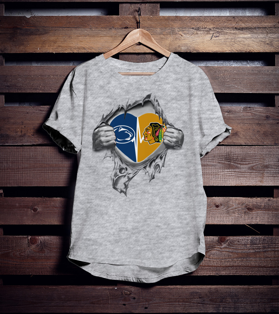 Penn State Nittany Lions Chicago Blackhawks Torn Heart T-Shirt
