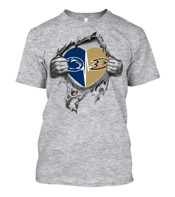 Anaheim Ducks Penn State Heart Logo Torn T-Shirt