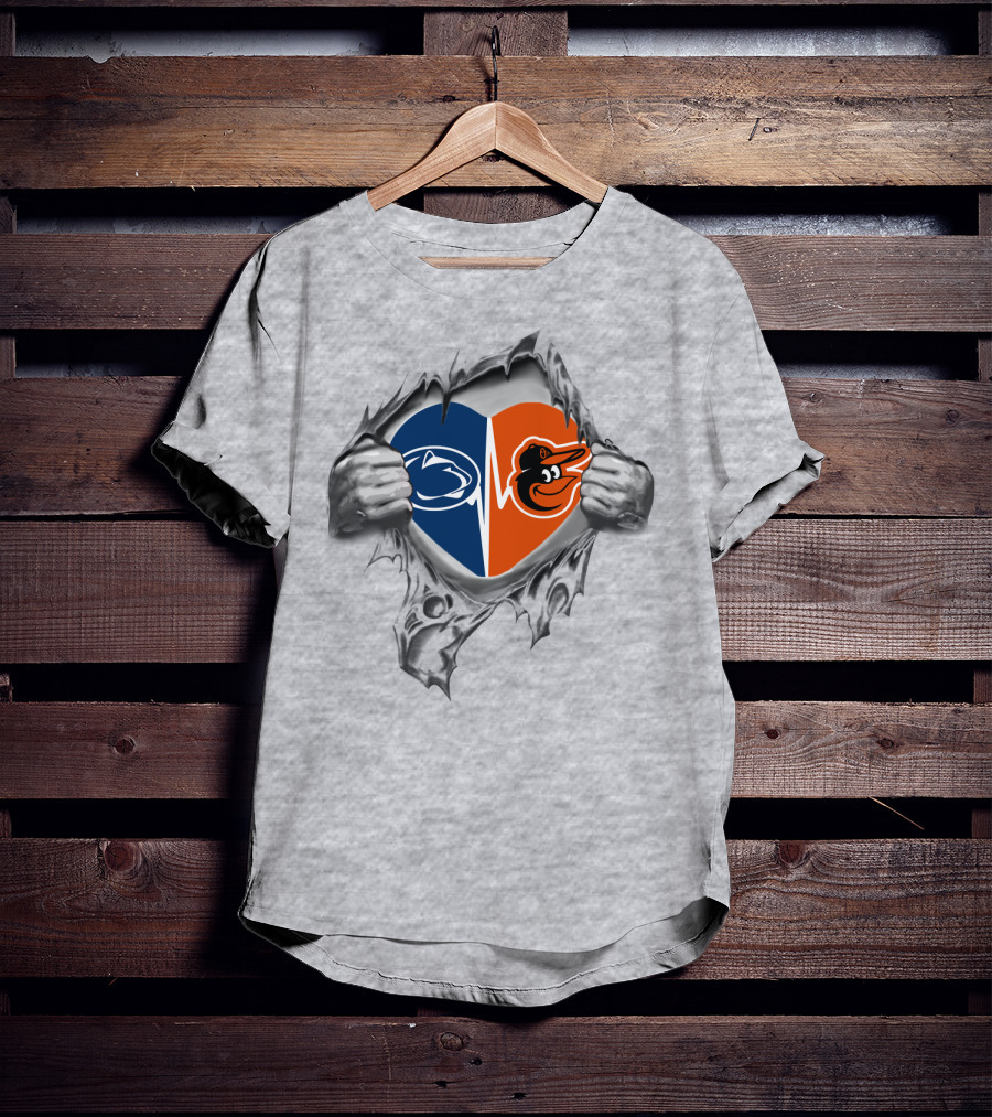 Baltimore Orioles Penn State Heartbeat Split T-Shirt