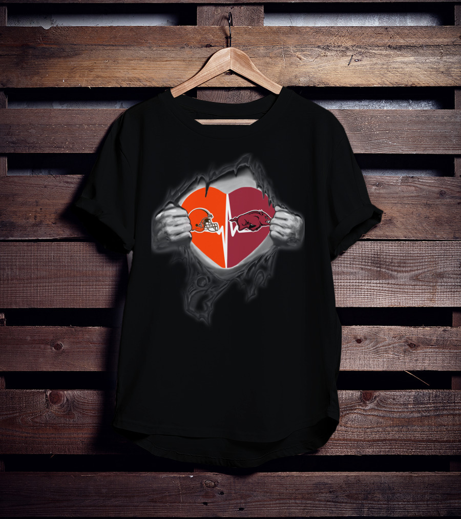 Cleveland Browns Heartbeat Arkansas Razorbacks Kombination T-Shirt