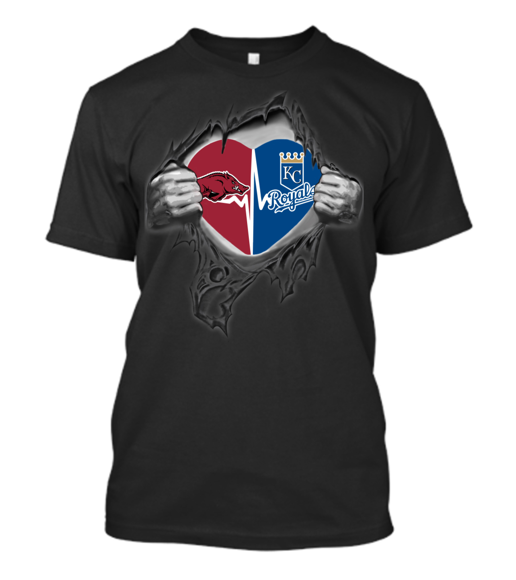 Arkansas Razorbacks Kansas City Royals Heart T-Shirt
