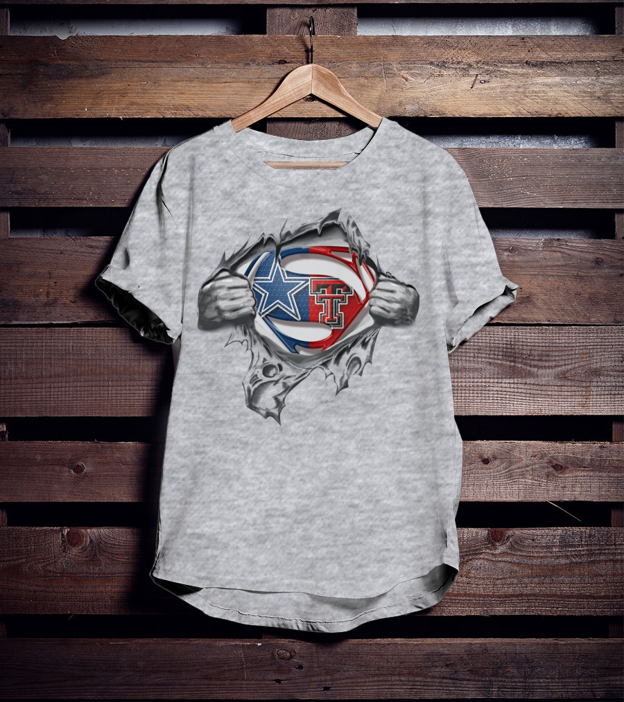 Cowboys Texas Tech Red Raiders Superman Logo Crossover T-Shirt