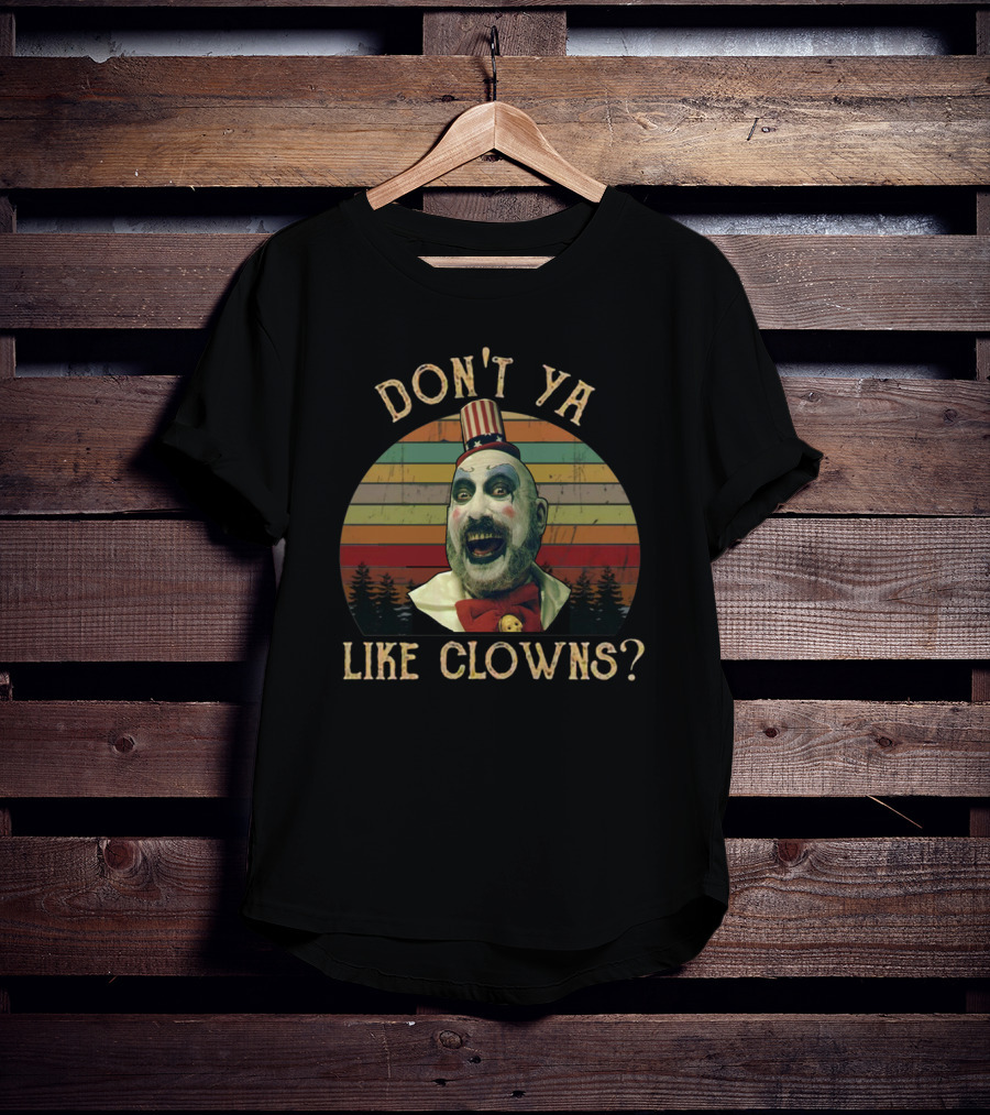 Don't Ya Like Clowns Captain Spaulding Vintage Horror Stripes T-Shirt