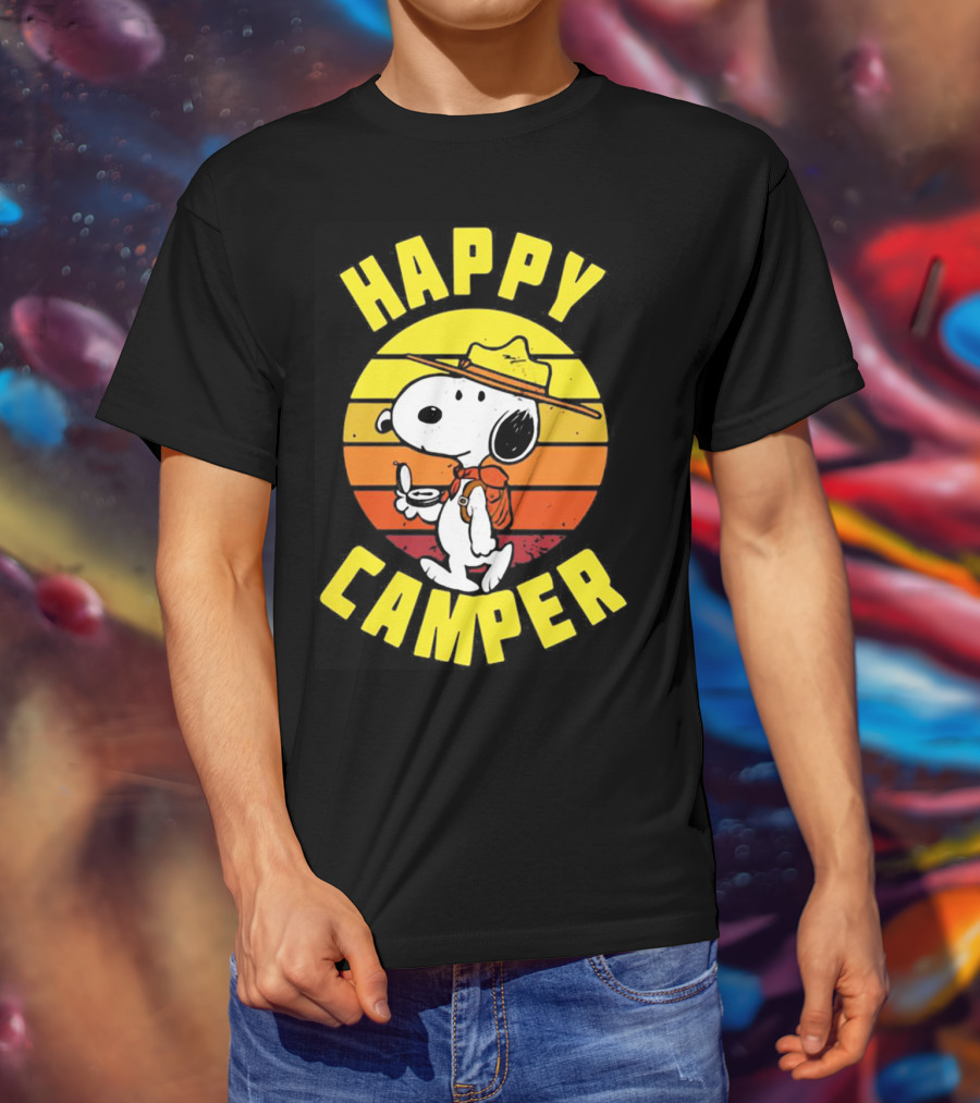 Snoopy Happy Camper Vintage Sunset Peanuts T-Shirt