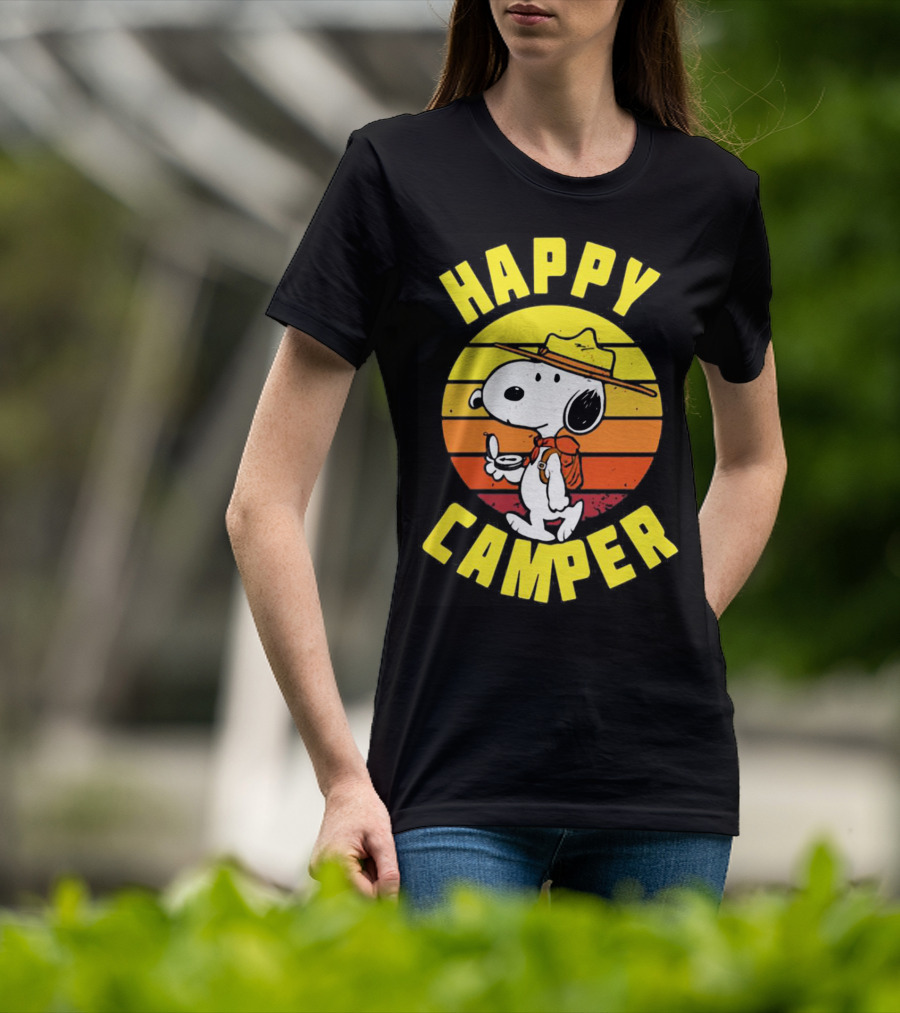 Snoopy Happy Camper Vintage Sunset Peanuts T-Shirt
