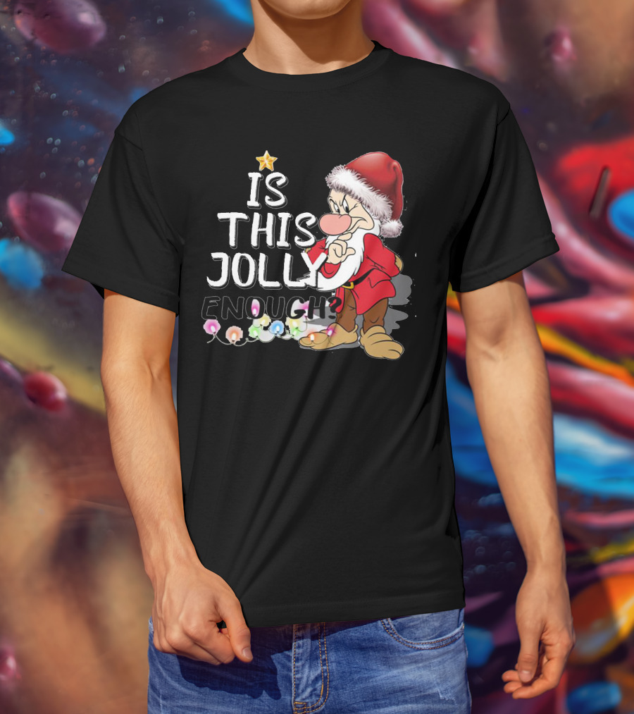 Grumpy Santa Is This Jolly Enough With Festive Lights T-Shirt