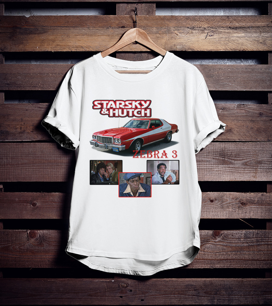 Starsky And Hutch Zebra 3 Car And Characters T-Shirt