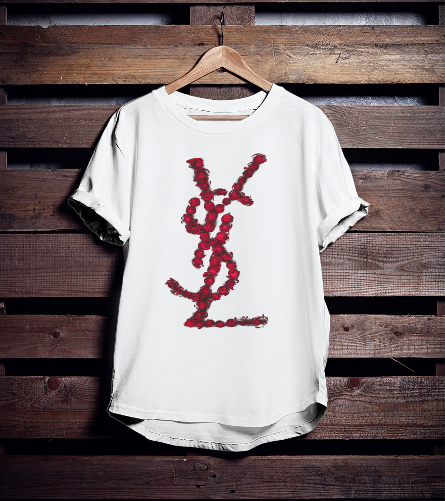 YSL Red Rose Logo T-Shirt