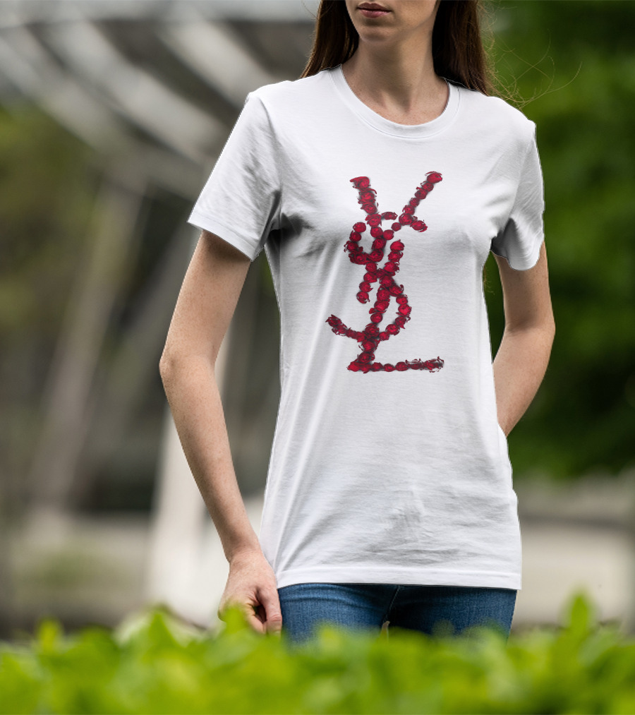 YSL Red Rose Logo T-Shirt