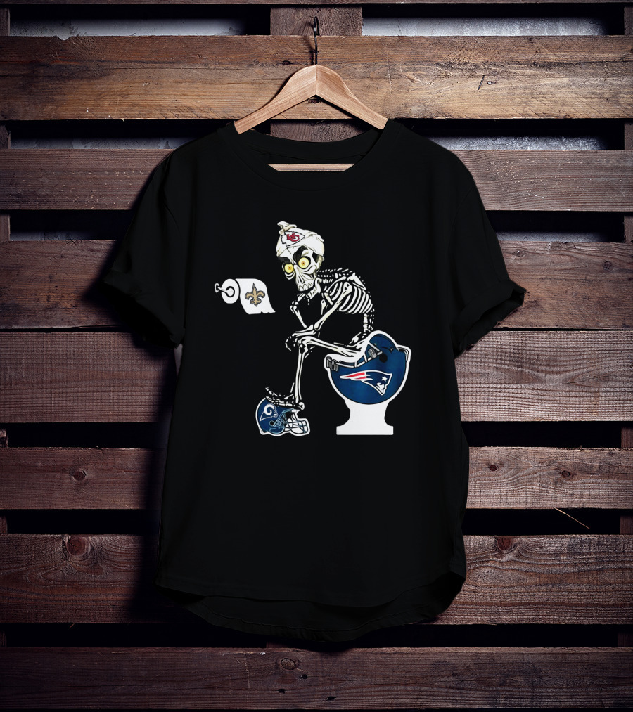 Chiefs Skeleton Patriots Toilet Saints Rams Helmet T-Shirt