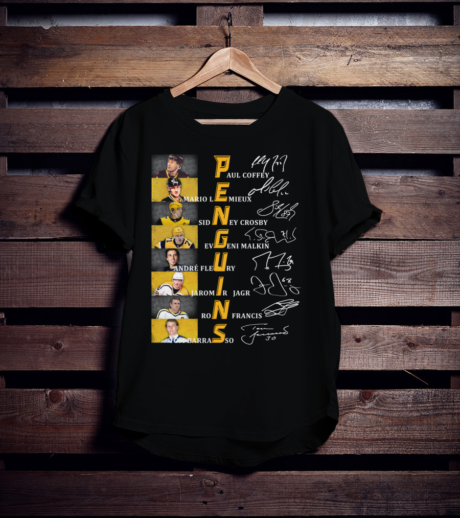 Penguins Paul Coffey Mario Lemieux Sidney Crosby Evgeni Malkin André Fleury Jaromír Jagr Ron Francis Tom Barrasso T-Shirt