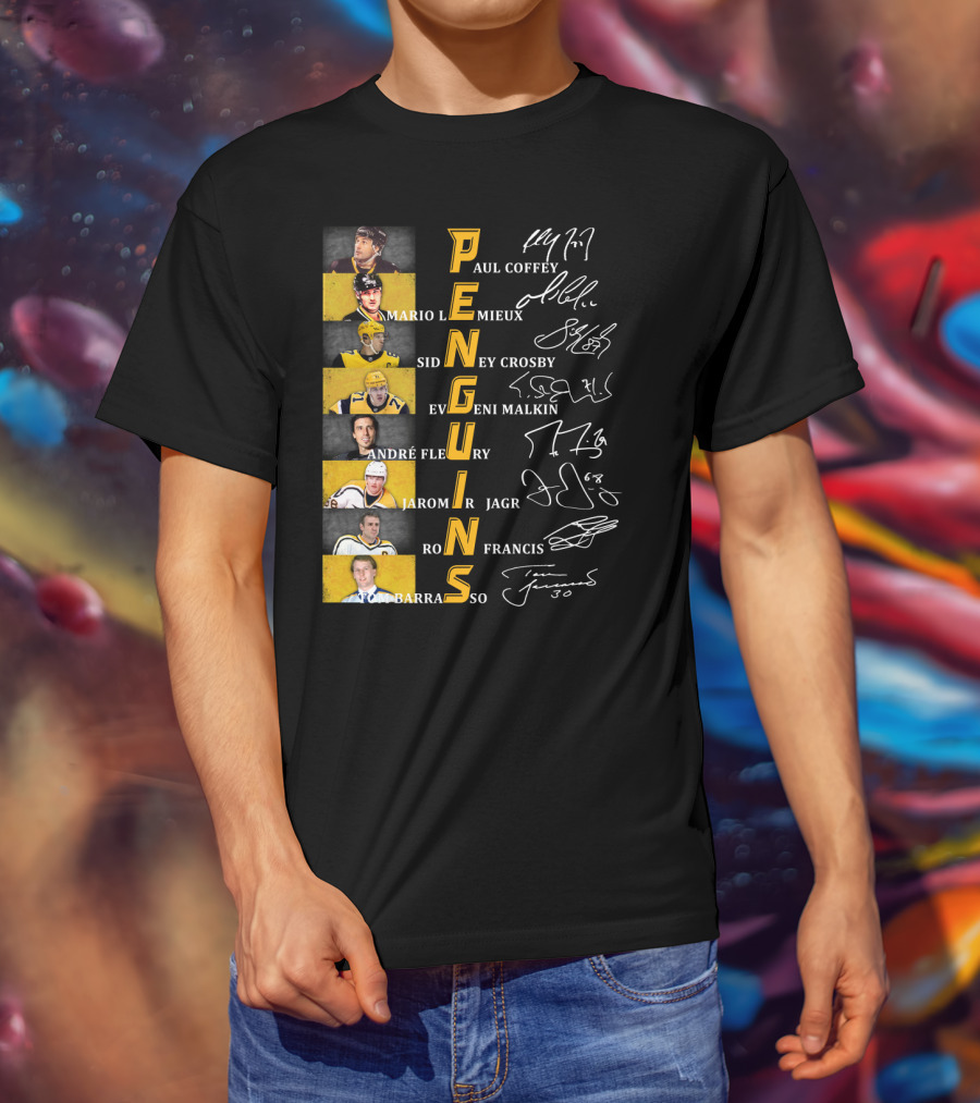 Penguins Paul Coffey Mario Lemieux Sidney Crosby Evgeni Malkin André Fleury Jaromír Jagr Ron Francis Tom Barrasso T-Shirt