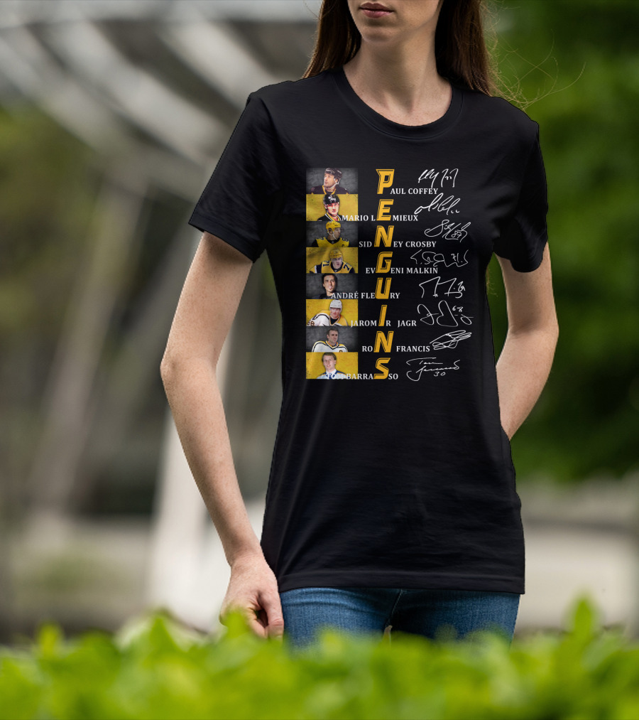 Penguins Paul Coffey Mario Lemieux Sidney Crosby Evgeni Malkin André Fleury Jaromír Jagr Ron Francis Tom Barrasso T-Shirt