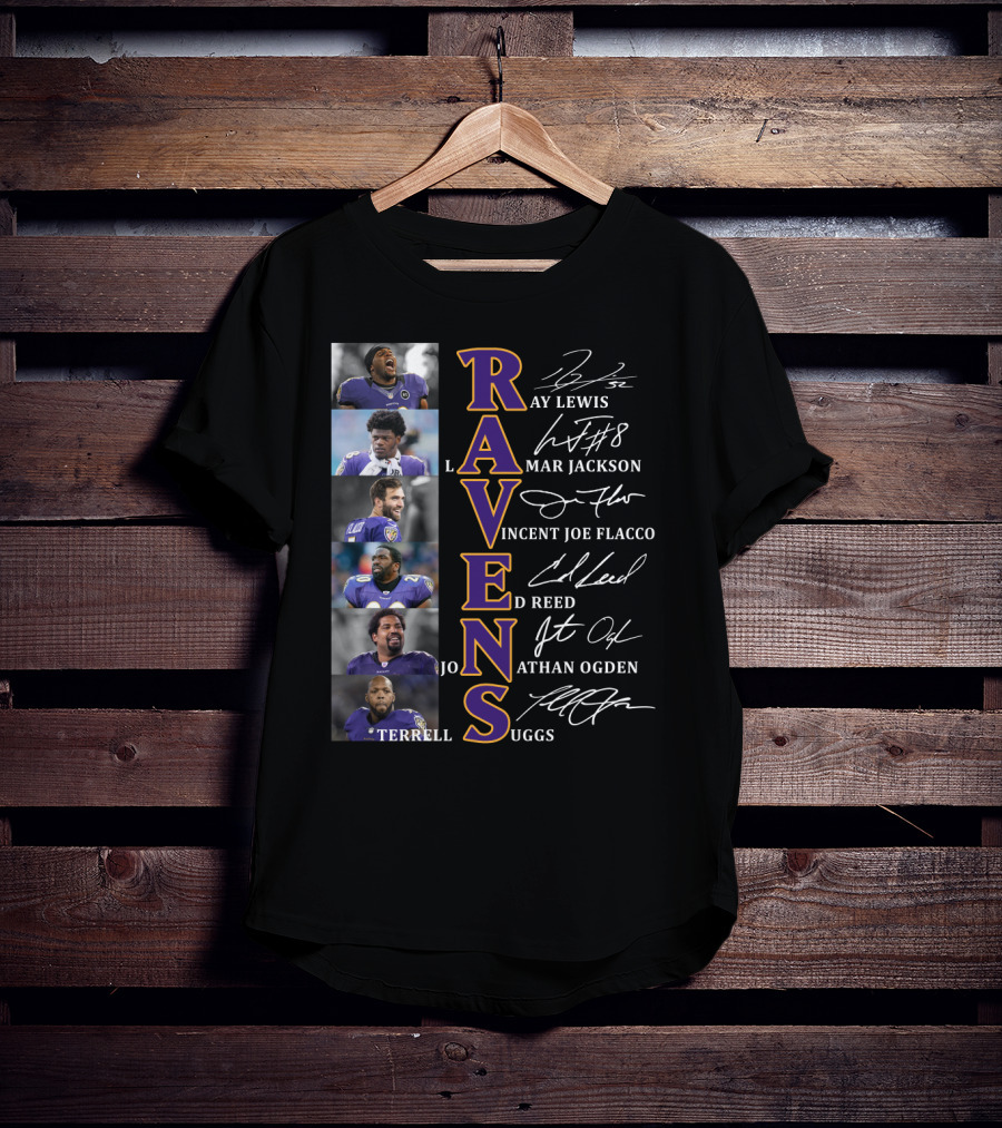 Ravens Ray Lewis Lamar Jackson Joe Flacco Ed Reed Jonathan Ogden Terrell Suggs T-Shirt