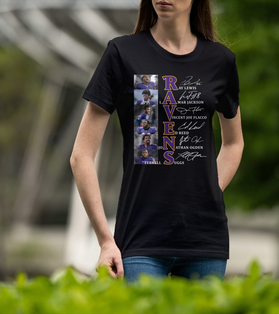 Ravens Ray Lewis Lamar Jackson Joe Flacco Ed Reed Jonathan Ogden Terrell Suggs T-Shirt