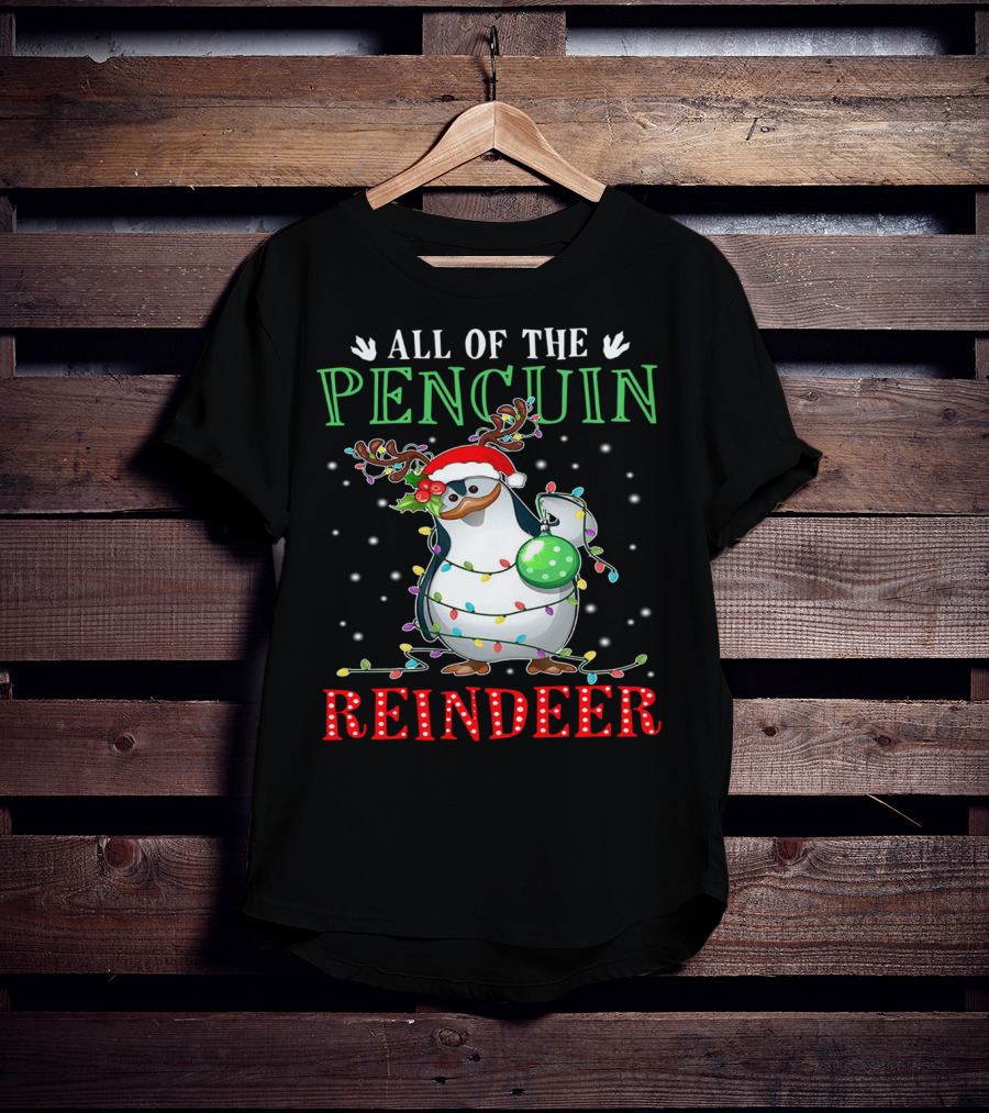 All Of The Penguin Reindeer Christmas Lights T-Shirt