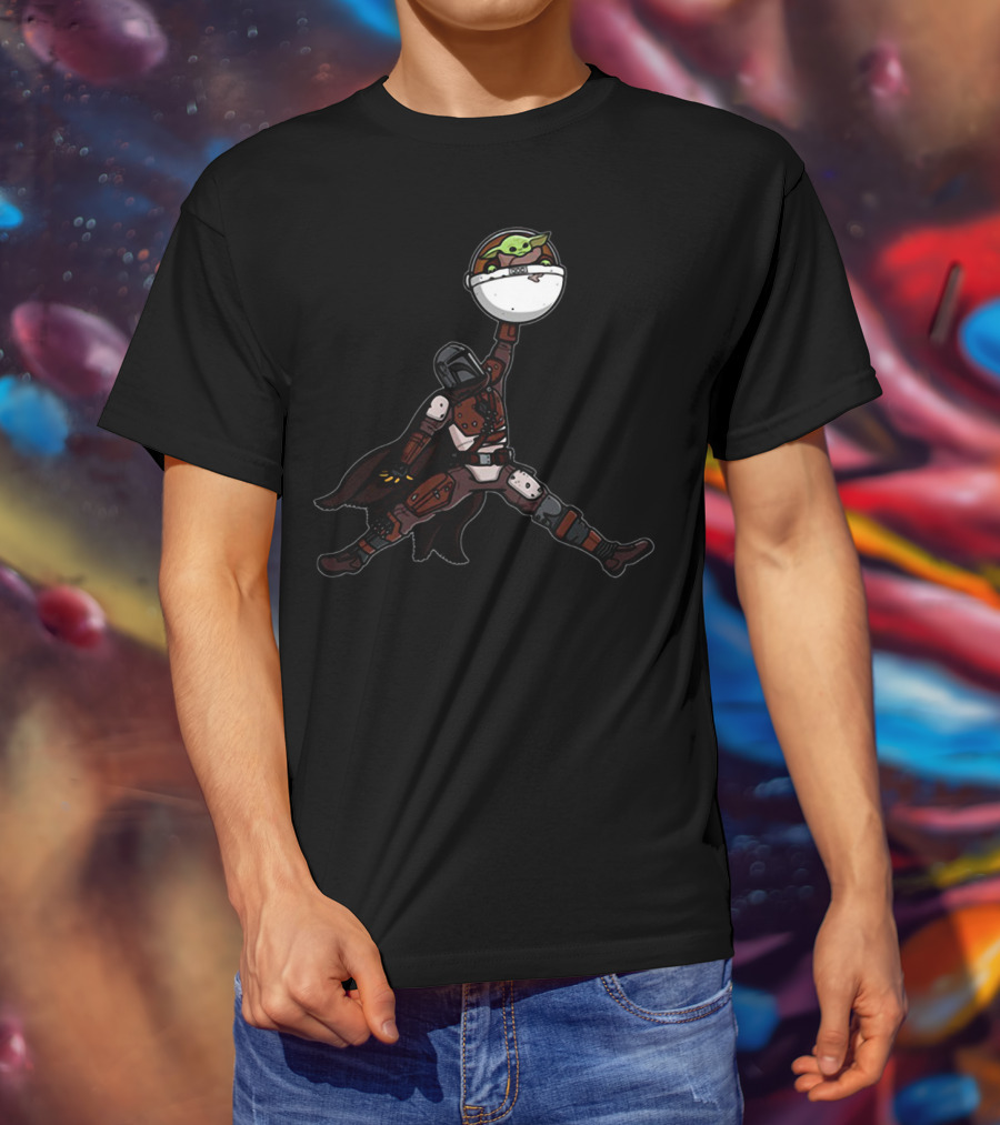 Air Arya Baby Yoda Mando Sitting Jumpman Icon Crossover T-Shirt