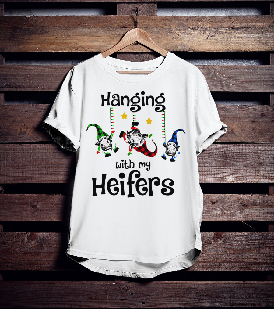 Hanging With My Heifers Festive Cows In Pajamas T-Shirt