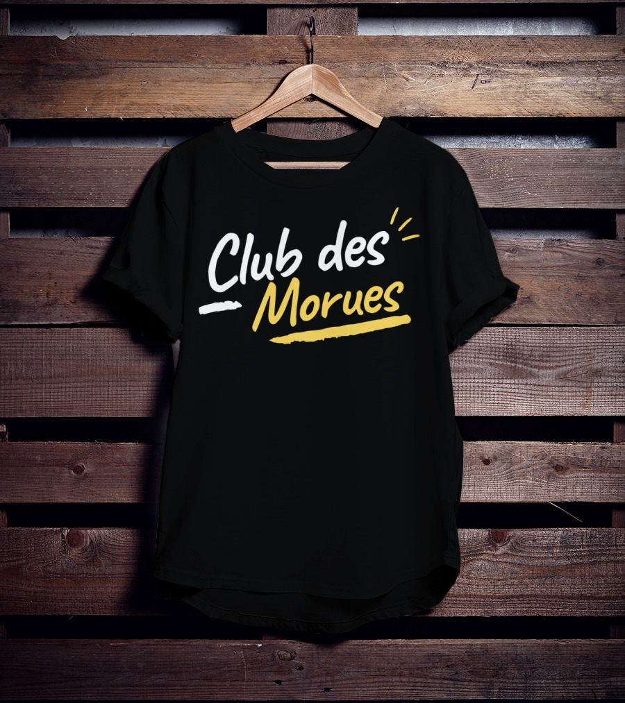 Club Des Morues Bold Yellow Brushstroke Text T-Shirt