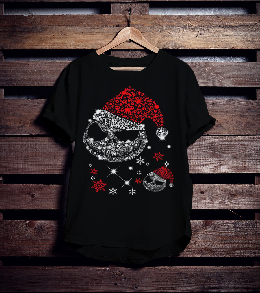 Santa Jack Skellington Christmas Diamond Snowflakes T-Shirt