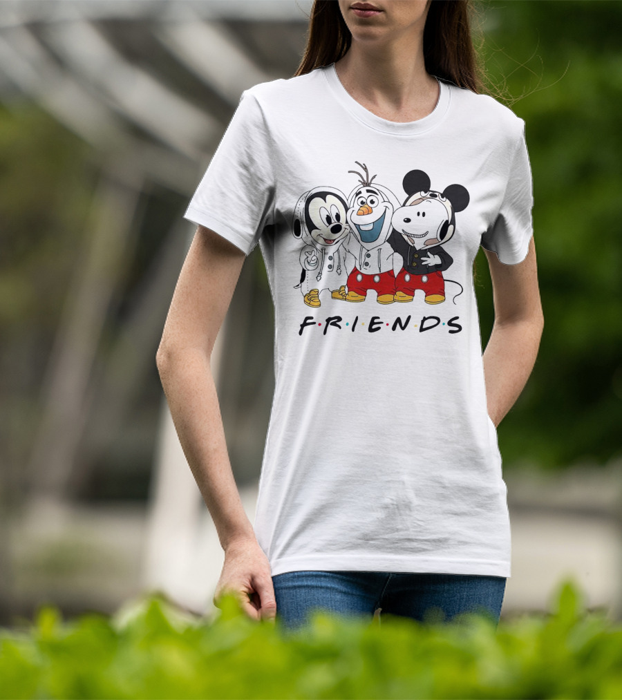 Friends Mickey Olaf Snoopy Crossover Icons T-Shirt