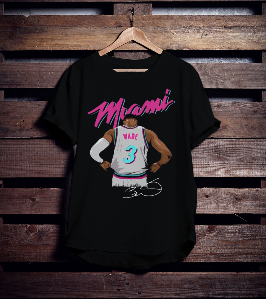 Dwyane Wade Miami Heat Number 3 Signature T-Shirt